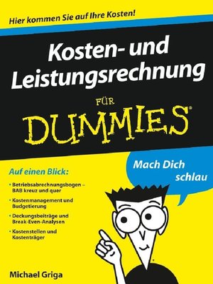 cover image of Kosten- und Leistungsrechnung f&uuml;r Dummies